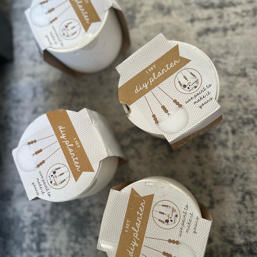 DIY Planter Set with Brown and White Design 5 in total